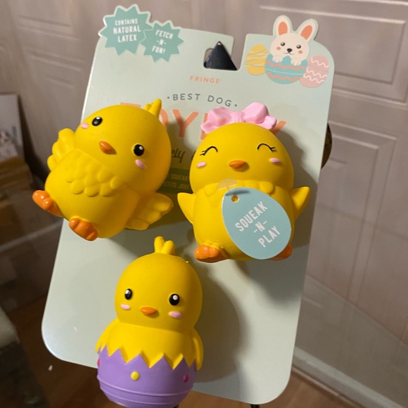 Fringe Yellow Dog Toys Set Of 3 With Squeaker - Picture 2 of 6